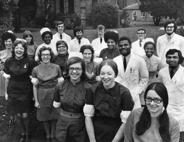 black and white picture of black and white nurses