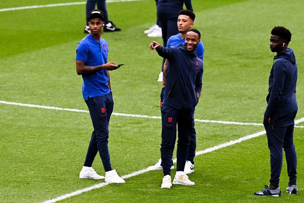 From left to right: Marcus Rashford MBE, Raheem Sterling MBE, Jadon Sancho and Bukayo Saka (Image: Facundo Arrizabalaga - Pool/Getty Images)