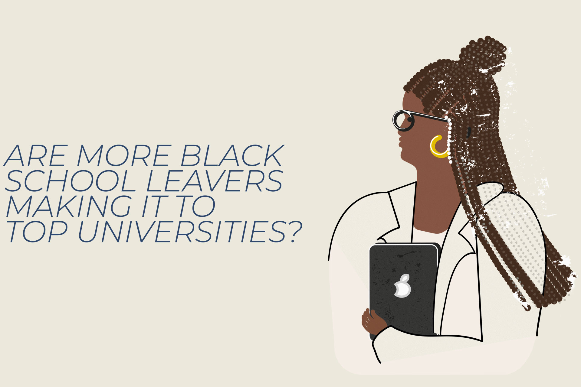 Graphic image of a black woman with braids clutching a laptop